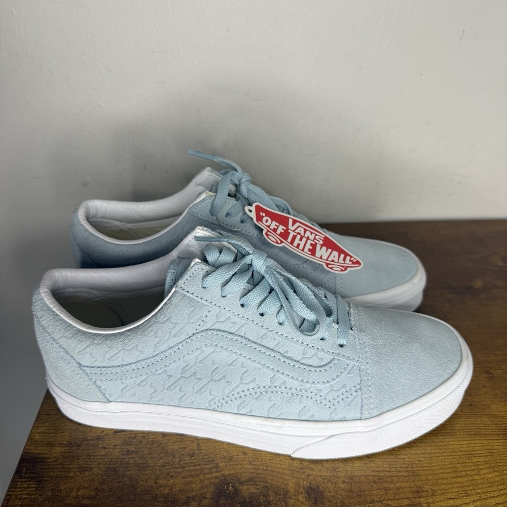 Vans Old Skool Sneakers Houndstooth Embossed Women's Size 9 Baby Blue